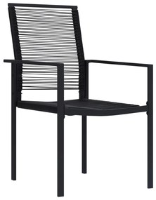 5 darabos kerti étkező szett Fekete PVC Rattan