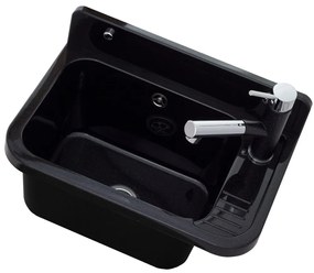 LAVRE falikút - háztartási mosogató + Mix kihúzható csaptelep + szifon (fekete)