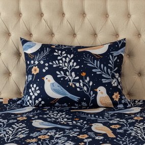 Mikroszálas párnahuzat DENIM BIRDS 50x70 cm, kék