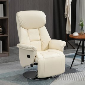 HOMCOM Relaxációs Szék - Dönthető Lounge Szék Forgó Állítható Lábágy és Karfák, TV Szék Műbőr Kárpitozással, 150 kg-ig, Nappaliba, Hálószobába, Otthon