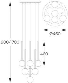 Zuma Line P0574-07F-SDFZ - Csillár zsinóron ARCTURUS 7xG9/4W/230V fekete