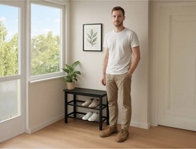 Cipőtartó 2 polccal fekete színben Belföldi Raktárról