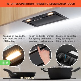 Klarstein Camila beépíthető 52 cm-es, 397 m³/ó LED Touch rozsdamentes acél páraelszívó