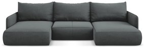 Szürke kinyitható-tárolóhelyes sarokkanapé Nanea – Makamii