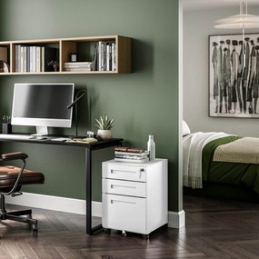 Fém gurulós konténer íróasztal alá KATE 390 x 600 x 500 mm, fehér