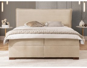 Bézs ágyneműtartós boxspring ágy 200x200 cm Lysa – Ropez