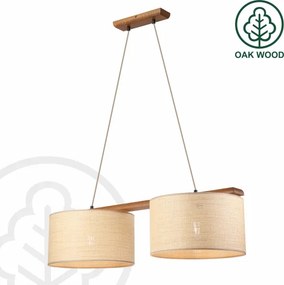 Kábeles függőlámpa AIDA 2xE27/15W/230V átm. 35 cm tölgy/raffia