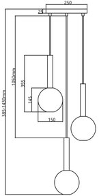 Csillár zsinóron NIKO 3xG9/9W/230V arany