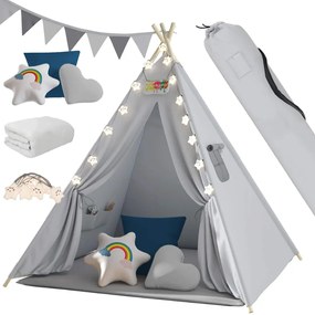Jurhan JULIUS gyerek teepee sátor, 120x120x160cm, szürke/kék