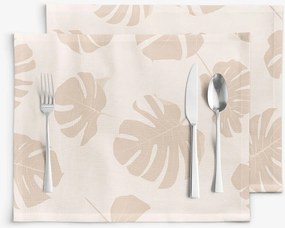 Goldea pamut reggeliző alátét - bézs trópusi levelek - 2db 30 x 40 cm