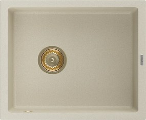 Mexen Pedro gránit mosogató 1-medencés 560 x 460 mm, bézs, arany szifon - 6508561000-69-G