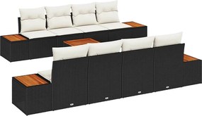vidaXL Kerti Kanapé Szett párnával 9 pcs Fekete Poli rattan