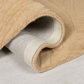 Lino Leaf világosbarna gyapjú szőnyeg, 160 x 230 cm - Flair Rugs
