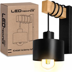 Fali lámpa Fekete Modern Fali Lámpa Loft Fa E27