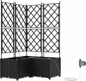 vidaXL Kerti cserép 3 pcs Fekete Acél