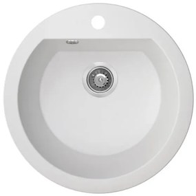 Laveo Dafne, 1 kamrás gránit mosogató 510x510x205 mm, fehér, LAV-SBD_680T