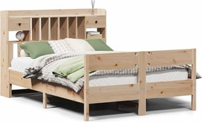 vidaXL tömör fenyőfa könyvespolcos ágy matrac nélkül 140 x 200 cm