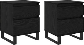 vidaXL Éjjeliszekrény 2 pcs Fekete tölgy 40 x 35 x 50 cm Faanyag