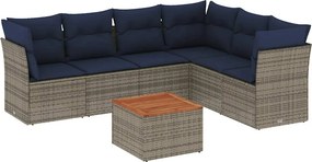 vidaXL 7 részes szürke polyrattan kerti ülőgarnitúra párnákkal