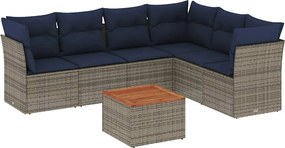 vidaXL 7 részes szürke polyrattan kerti ülőgarnitúra párnákkal