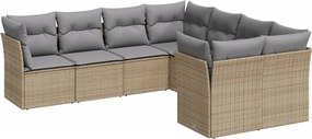 vidaXL 8 részes bézs polyrattan kerti ülőgarnitúra párnával