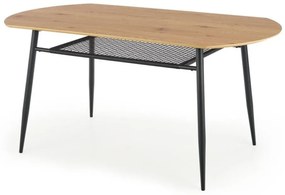 Asztal Houston 1124Arany tölgy, Fekete, 77x90x160cm, Közepes sűrűségű farostlemez, Természetes fa furnér, Fém