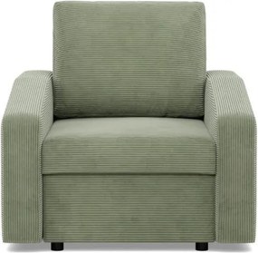 Zeus fotel, döntött kartámasz, kordbársony, hab töltet, zöld