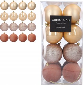 Karácsonyfa Bombák műanyag törhetetlen 5 cm arany-barna 16 db mix