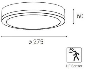 LED2 - Kültéri LED mennyezeti lámpa érzékelővel KERY LED/18W/230V IP65 fekete