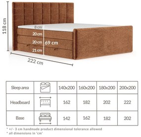 Narancssárga ágyneműtartós boxspring ágy 140x200 cm Ava – Maison de Rêve