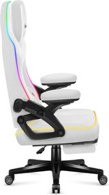 Gamer szék, RGB Smart LED, lábtartóval fehér