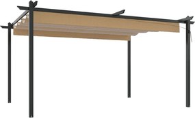 vidaXL tópszínű kerti pavilon behúzható tetővel 4 x 3 m