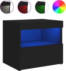 vidaXL fekete éjjeliszekrény LED-világítással 50 x 40 x 45 cm