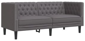 3 részes szürke műbőr Chesterfield kanapégarnitúra