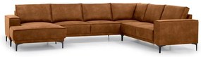 Konyakbarna bőrutánzat sarokkanapé (bal oldali-"U" alakú) Copenhagen – Scandic