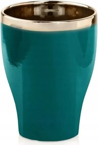 Fedő kerámia kaspó türkiz virágokkal 14x18 cm