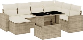 vidaXL 8 részes bézs polyrattan kerti ülőgarnitúra párnával