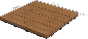Outsunny Teraszburkoló Csempék - Küszöbök - 12 db-os készlet, max. terület 1,08 m² - egymásba illeszthető, nagyon egyszerű telepítés, méret: 30 x 30 c