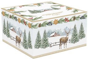 Karácsonyi porcelán nagy reggeliző csésze aljjal szarvasos White Forest díszdobozban