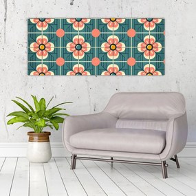 Kép - Retro virágminta (120x50 cm)
