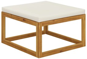 vidaXL tömör akácfa lábtartó krémfehér párnával