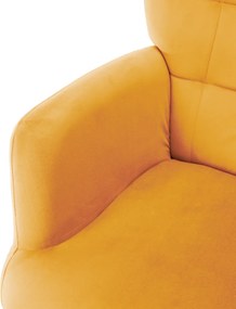 Fotel lábtartóval, sárga Velvet szövet/fekete, HABEN