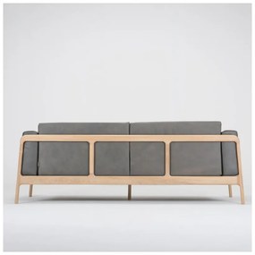 Fawn sötétszürke kanapé bivalybőrből, tömör tölgyfa szerkezettel, 210 cm - Gazzda