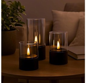 Brilliant - 3 darabos BOUGIE LED gyertya szett LED/2xAA IP44, fekete/füstszínű