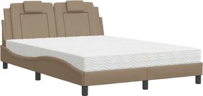 vidaXL cappuccino színű műbőr ágy Viana matraccal 140 x 190 cm
