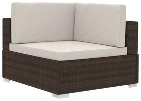 2 db barna moduláris polyrattan sarokfotel párnákkal