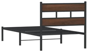 barna tölgy színű fejtámlás ágykeret matrac nélkül 100 x 190 cm