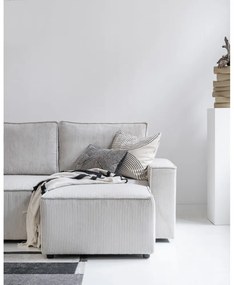 Fehér kordbársony kinyitható sarokkanapé (variálható) Brave Dave – Miuform