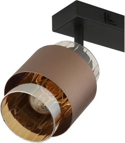 Globo 15560-2C Fali lámpa, fém matt fekete, üveg borostyánszínű, fém matt bronz színű, forgatható/dönthető, HxSzxM: 385x100x125mm, 2x E27 40W 230V izzók nélkül