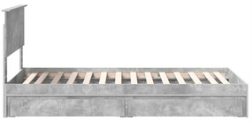 vidaXL Tárolós Ágy fejtámlával Beton Szürke 75 x 190 cm Faanyag